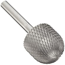PFERD Cylindrical Carbide Bur, Uncoated (Bright) Finish, Diamond Cut, Radius End