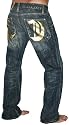 CHRISTIAN AUDIGIER Ed Hardy Mens Signature Gold C Logo Loose Fit Blue Denim Jeans Pants 34" Inseam