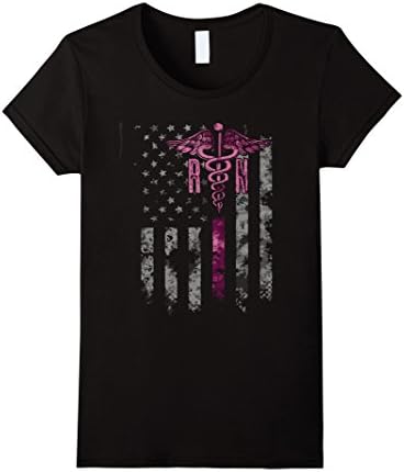 Women's NURSES DAY GIFT: NURSE WITH AMERICAN FLAG t shirt for Nurse Medium Black