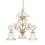 Kichler Lighting 2982GBR Edenvale 3-Light Chandelier, Hand Rubbed Golden Brelee with Inside-Etched Glass and Golden Antique Highlights
