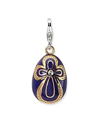 Sterling Silver Gold plated Swarovski Element Purple Egg with Lobster Charm