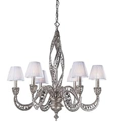 6 Light Chandelier In Sunset Silver And Crystal Accents