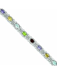 Genuine .925 Sterling Silver Rainbow Semi-Precious & Cz Bracelet . 100% Satisfaction Guaranteed.