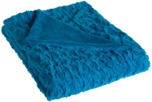 Dreamfountain Exquis Faux Fur Plush Throw, Electric Blue