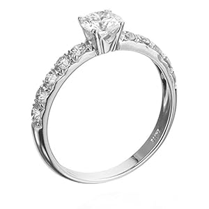 Certified, Round Cut, Solitaire Diamond Ring in 14K Gold / White (1 ct, J Color, VS2 Clarity)