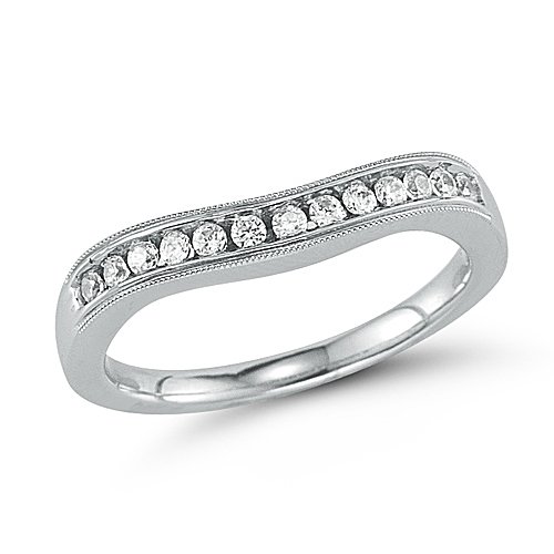 14k White Gold Round Diamond Contour Anniversary Band (1/4 cttw, H-I Color, I1-I2 Clarity) online