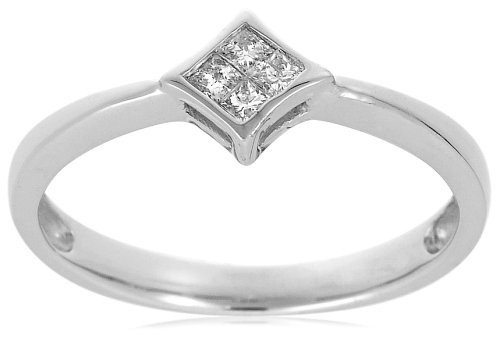 10k White Gold Diamond Princess-Cut Band (1/8 cttw, H-I Color, I3 Clarity), Size 6