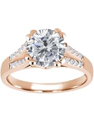 1.24 Ct Round H/I Diamond White Topaz 14K Rose Gold Ring