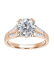1.24 Ct Round H/I Diamond White Topaz 18K Rose Gold Ring