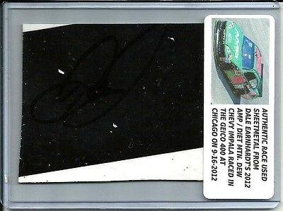 Dale Earnhardt Jr DIET MOUNTAIN DEW Signed Nascar Race Used Sheetmetal Piece #12 - NASCAR Autographed Race Used Items