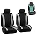 FH Group FB054102 Cosmopolitan Flat Cloth Pair Set Car Seat Covers, Airbag Compatible, Gray/Black Color w. Gift -Fit Most Car, Truck, SUV, or Van