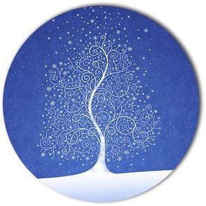 ToppVip - Set Of 4 - White Tree,Flying Snow On A King Blue Background - Personlized Rubber Coaster