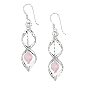 Ladies' Quartz Open Twisted Drop Earrings, Silver, Model B10/041-49694