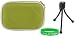 Young Micro Hard Nylon (Green) Case and Tripod for Creative Vado Pocket Video Camcorder Pink