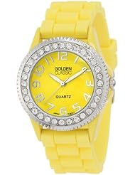 Golden Classic Womens 2214-yellow "Trendy Jelly" Rhinestone Encrusted Bezel Silicone Watch Watch