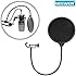 Neewer NW(B-3) 6 inch Studio Microphone Mic Round Shape Wind Pop Filter Mask Shield with Stand Clip (Black Filter)
