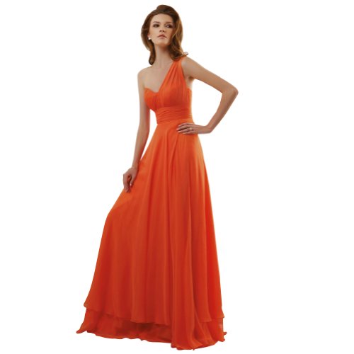 GEORGE BRIDE Oragnge Sheath/ Column One Shoulder Floor Length Chiffon Evening Dress
