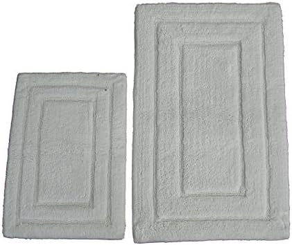 IAE 2 Piece Spa Border Bath Rug Set (WHITE)
