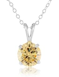Diamond Veneer Cushion Square Cubic-Zirconia Solitaire Pendant Necklace, 7"