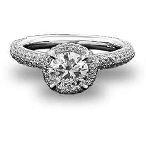 3.00 ct E Vs-2 round cut diamond engagement ring micro pave style 18kt white gold