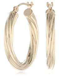 Duragold 14k Yellow Gold Swirl Hoop Earrings