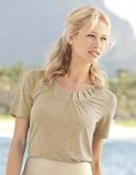 Origami-neck Slub-knit Tee