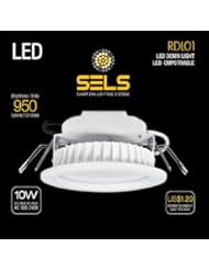 Lighting: SELS LED, Recessed LED Downlight 10 Watts, 4 inches, 950 Lumens, Clear White, Daylight, 6000k, High Performance SMD 5630, Frost Cover, 110v AC, 75 Watt LED Light Bulbs - SELS Smart Era Lighting Systems