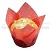 Hoffmaster 611102 Tulip Cup Cupcake Wrapper/Baking Cup, 2" Diameter x 3-1/2" Height, Small, Red (10 Packs of 250)