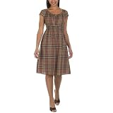 Merona Plaid Short-Sleeve Smocked Dress - Tan/ Red