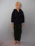 2 Pc Outfit Navy Pullover Sailor Type Shirt and Camo Pants Made for the Ken Doll