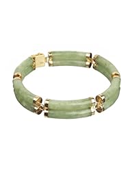 Jadeite Curved Tubes Linked, 14k Bracelet 7"