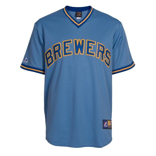 MLB Men's Milwaukee Brewers Paul Molitor Cooperstown Fan Short Sleeve Synthetic Replica Jersey (Columbia Blue, Medium)