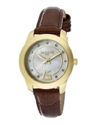 Womens White Mother Of Pearl Dial Brown Genuine Leather