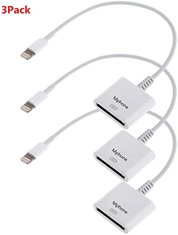 Mphone(TM) High Quality 8 pin Lightning to 30 pin Charge & Sync Cable Adapter Converter for Apple iPhone 6/6 Plus/5s/5c/5/4s/4/3/3G ,iPad and iPod - 3pack (White)