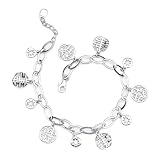 Twofold Good Fortune: Sterling Silver Designer Inspired Symbolic Medallion Oval Link Bracelet