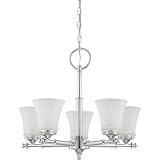 Nuvo Lighting 60/4265 Five Light Teller Chandelier with Frosted Etched Glass, Polished Chrome