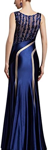 Kingmalls Womens Custom-Made Flowers Sleeveless Blue Evening Dress (X-Large)
