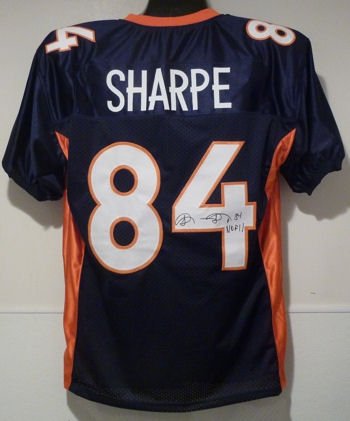 Shannon Sharpe Autographed/Hand Signed Denver Broncos Blue Jersey w/''HOF 11''
