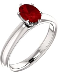 Platinum 7.00x5.00mm Oval Cut Ruby Solitaire Ring -- LIFETIME WARRANTY