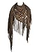 Women's Coffee Suedette Laser Cut Fringed Cape Coat Fringed Bikini Cover up Shawl Scarf