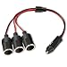 Electop 1 to 3 Car Cigarette Lighter Socket Splitter Adapter DC 12V 24V Power Charger 3-Way Female Socket Plug Connector Adapter