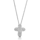 Sterling Silver Cubic Zirconia CZ Accent Small Cross Pendant Necklace