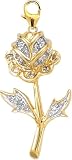 14k Gold Diamond Rose Charm (1/10 cttw)