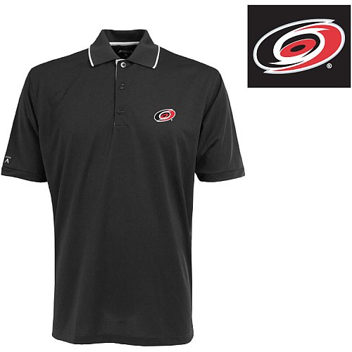 Antigua Men's NHL Carolina Hurricanes Exceed Desert Dry Short Sleeve Polo, Black/White, XX-Large
