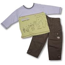 LeTop Toddler Boys Shirt And Canvas Pant Set ~ Mammoth