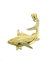 Dazzlers Solid 14 karats Gold Assorted Fish Sea Bass Snook King Mackerel Charm Pendant available in three colors from jewelsberry (weights: 4.8 grams only)
