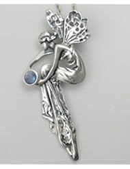 Fairy of Sweet Memories in Sterling Silver, Accented with Genuine Rainbow Moonstone ...Jewelry Made in America