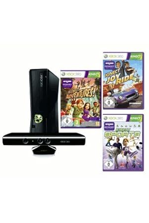 Microsoft X-Box 360 slim 4 GB Kinect Bundle + 3 Spiele (Kinect JoyRide, Kinect Adventures, Kinect Sports)