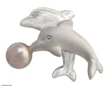 Pearl brooch, 'Dolphin Romance' 1.2