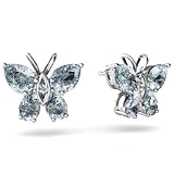 14K White Gold Pear Genuine Aquamarine Butterfly Earrings